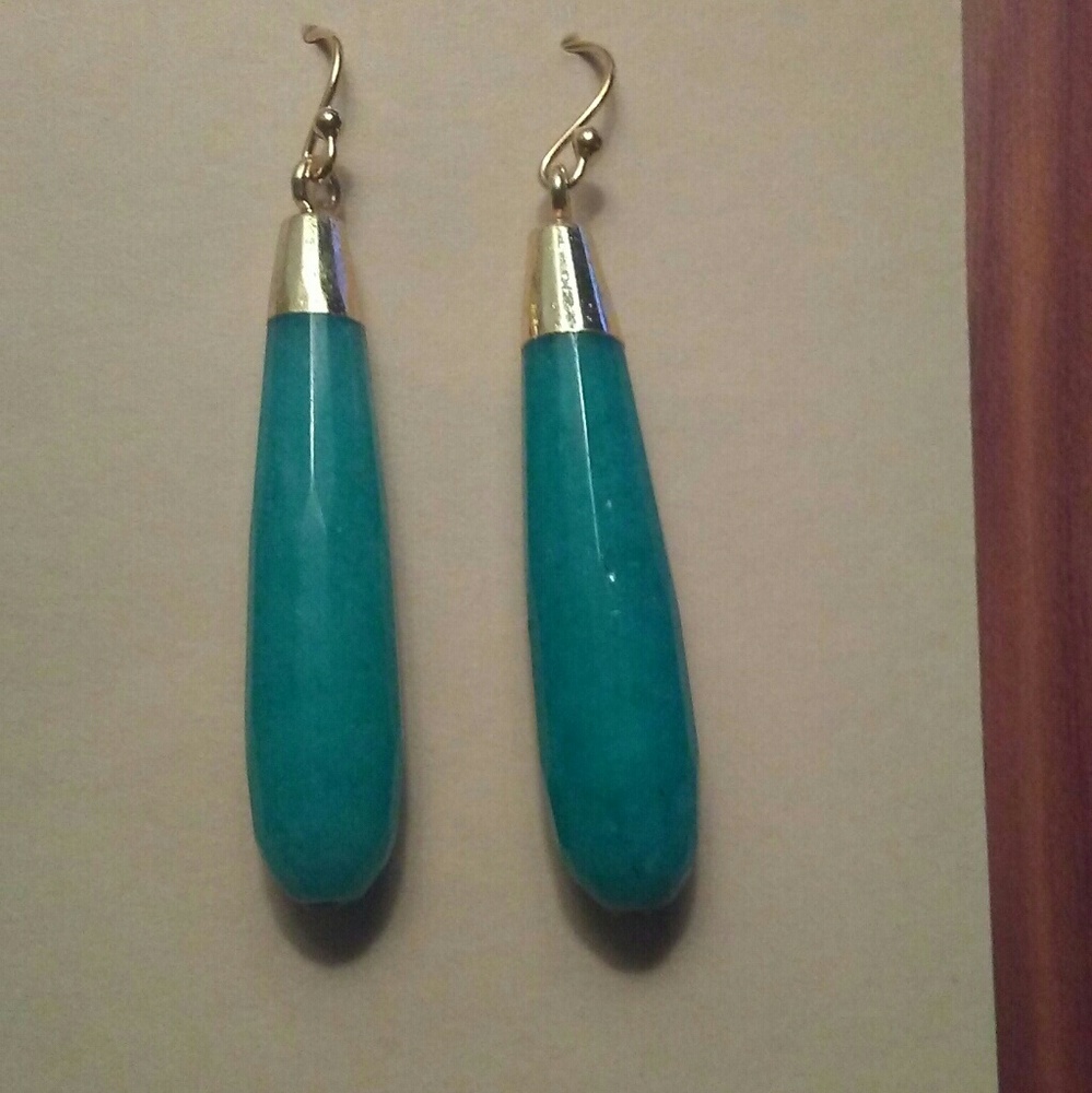 Earrings amazonite dangle with 14kt gold vermeil